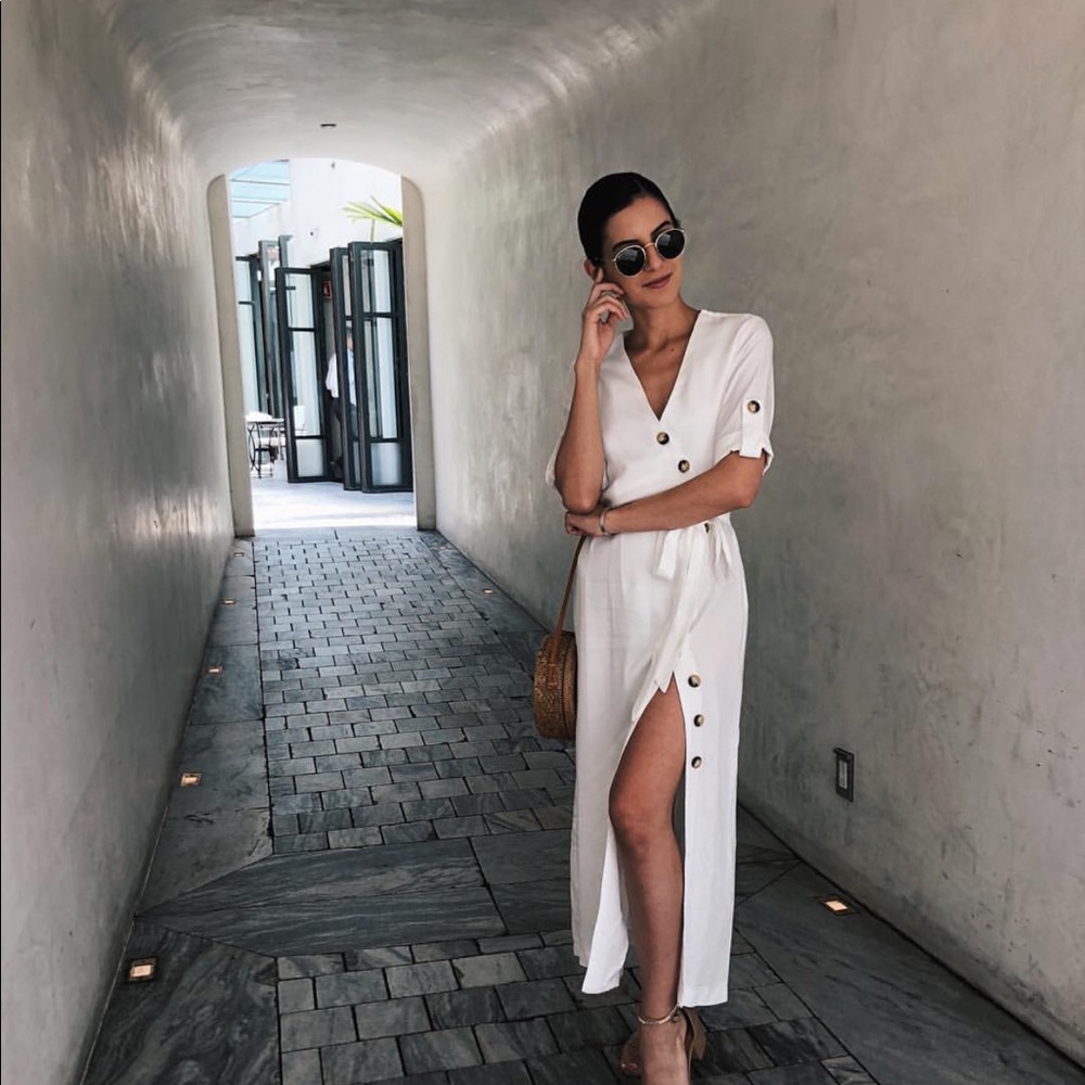 ZARA MIDI BUTTON DOWN WRAP DRESS (xs)